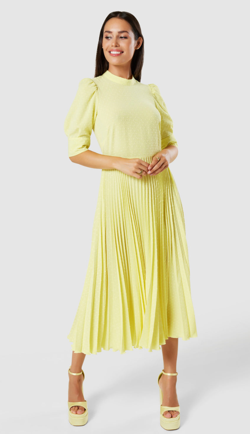 CLOSET Lemon Pleated Dress