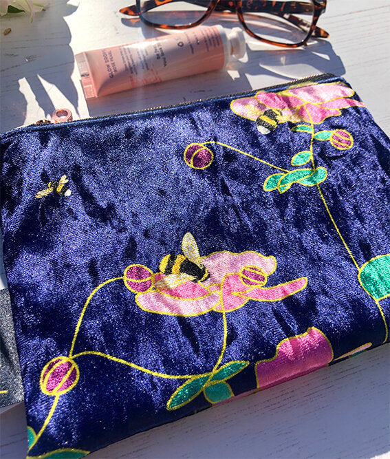 Shimmer Crushed Velvet Flat Pouch - Bumble Bee