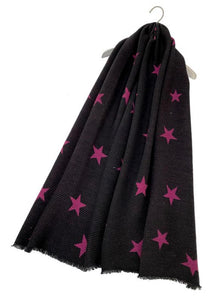 Reversible Pleated Ombré Star Print Scarf